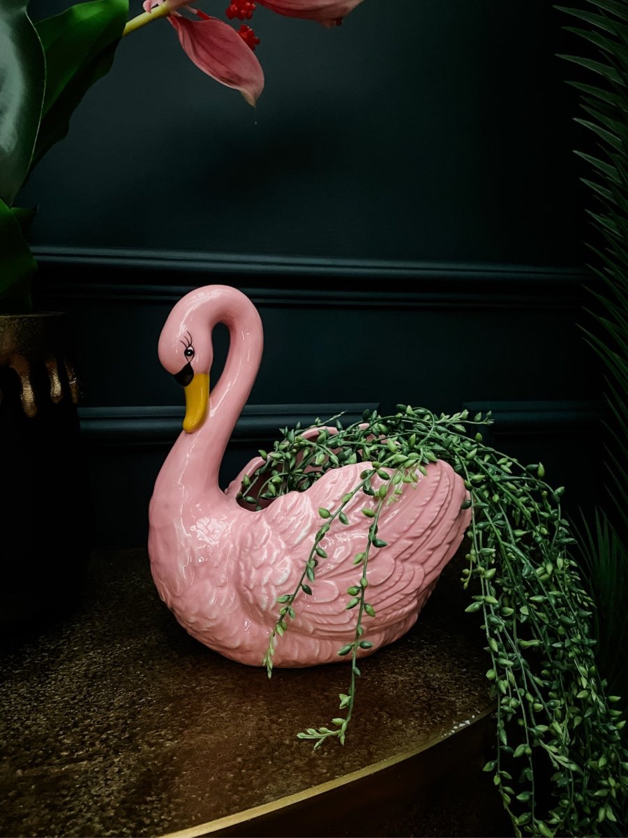 kitsch plant pot Kitsch Pink Swan Ceramic Planter Storage Bowl