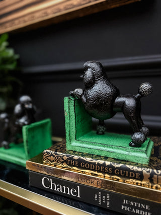Black & Green Cast Iron Poodle Bookends