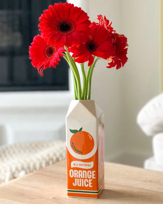 Orange Juice Carton Ceramic Vase