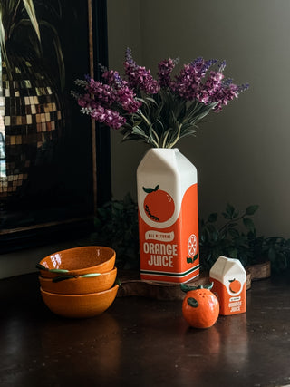 Orange Juice Carton Ceramic Vase