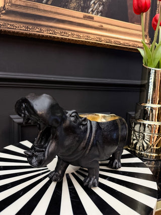 Black & Gold Roaring Hippo Dish - PUNK & POODLE