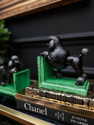 Black & Green Cast Iron Poodle Bookends - PUNK & POODLE