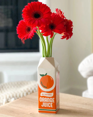 Orange Juice Carton Ceramic Vase - PUNK & POODLE