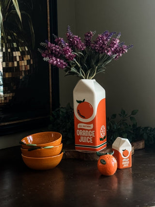 Orange Juice Carton Ceramic Vase - PUNK & POODLE