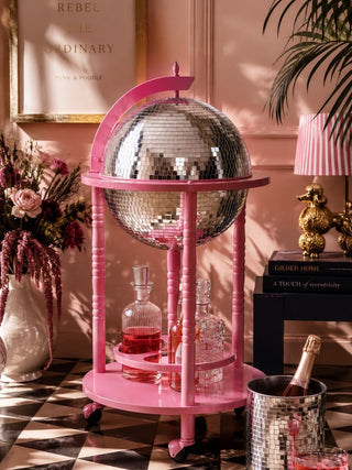Pink & Silver Disco Ball Drinks Trolley Cart - PUNK & POODLE