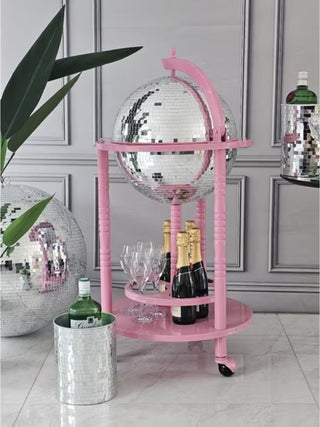 Pink & Silver Disco Ball Drinks Trolley Cart - PUNK & POODLE
