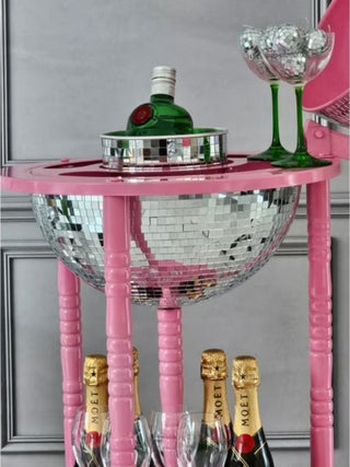 Pink & Silver Disco Ball Drinks Trolley Cart - PUNK & POODLE