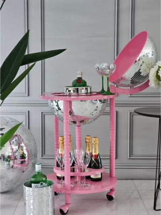 Pink & Silver Disco Ball Drinks Trolley Cart - PUNK & POODLE