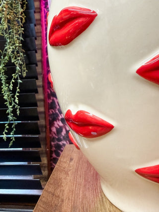 (Second) Large Multi Red Lips Ceramic Vase - PUNK & POODLE