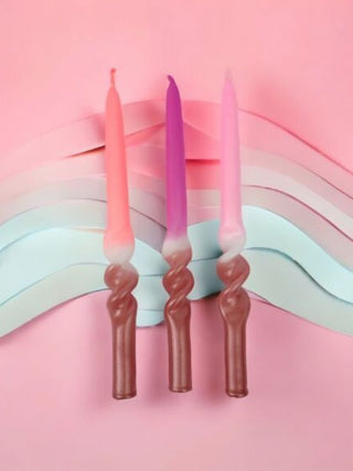 Set of 3 Dip Dye Swirl Dinner Candles | Cocktail Fusion - PUNK & POODLE