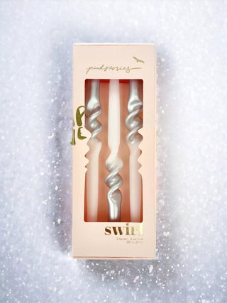 Set of 3 Dip Dye Swirl Dinner Candles | Snowflake - PUNK & POODLE