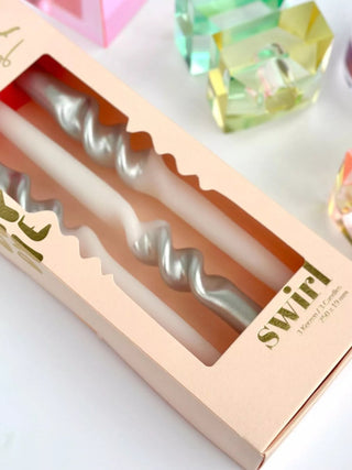 Set of 3 Dip Dye Swirl Dinner Candles | Snowflake - PUNK & POODLE