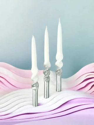 Set of 3 Dip Dye Swirl Dinner Candles | Snowflake - PUNK & POODLE