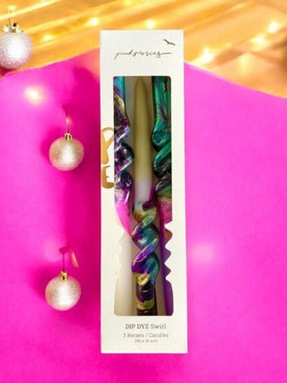 Set of 3 Dip Dye Swirl Dinner Candles | Surprise Bungalow - PUNK & POODLE