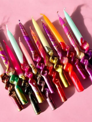 Set of 3 Dip Dye Swirl Dinner Candles | Surprise Bungalow - PUNK & POODLE