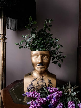 UNAVAILABLE ~ Gold Phrenology Head Storage Jar Vase - Punk & Poodle