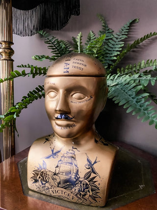 UNAVAILABLE ~ Gold Phrenology Head Storage Jar Vase - Punk & Poodle