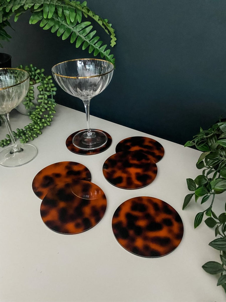 Acrylic Leopard Print Coasters | Set of Six - Punk & Poodle