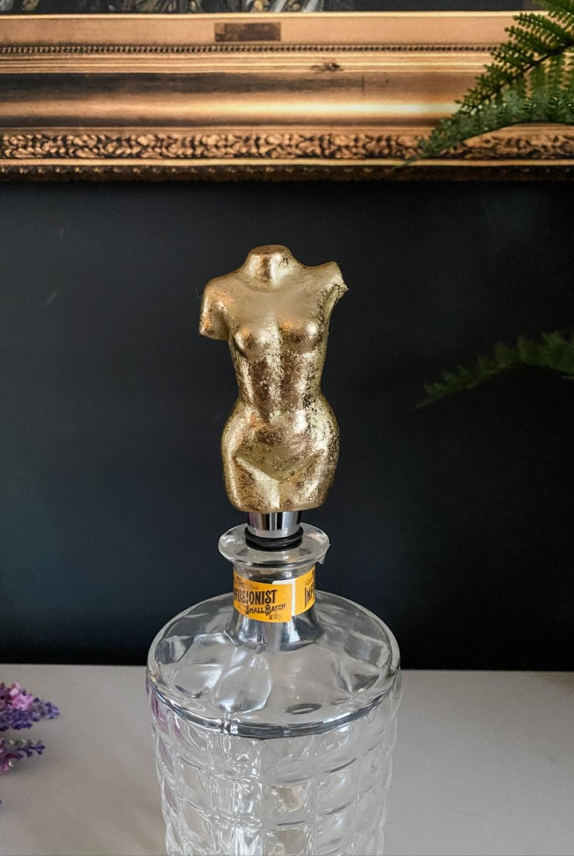 Antique Gold Female Torso Bottle Stopper - Punk & Poodle