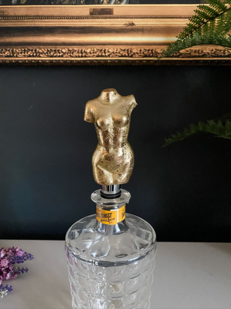 Antique Gold Female Torso Bottle Stopper - Punk & Poodle