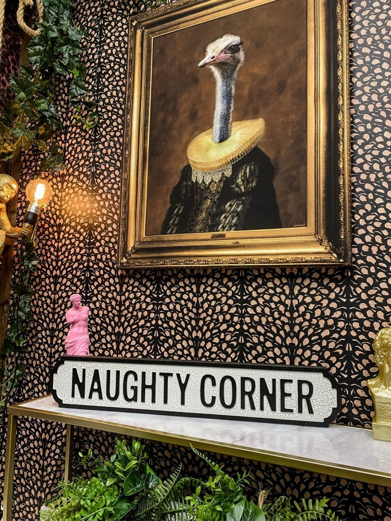 Antiqued Wooden 'Naughty Corner' Sign - Punk & Poodle