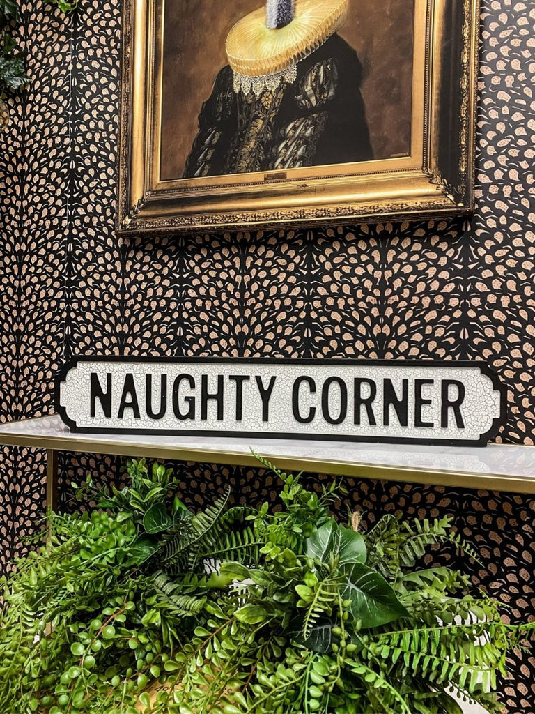 Antiqued Wooden 'Naughty Corner' Sign - Punk & Poodle