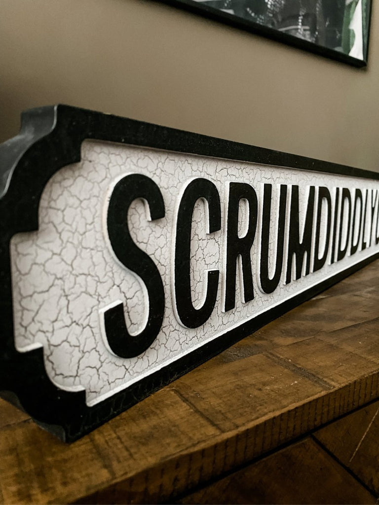 Antiqued Wooden 'Scrumdiddlyumptious' Street Sign - Punk & Poodle