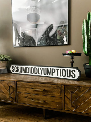 Antiqued Wooden 'Scrumdiddlyumptious' Street Sign - Punk & Poodle