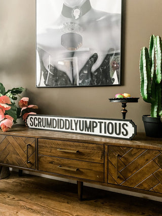 Antiqued Wooden 'Scrumdiddlyumptious' Street Sign - Punk & Poodle