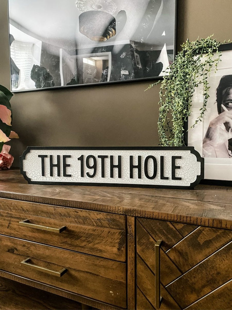 Antiqued Wooden 'The 19th Hole' Street Sign - Punk & Poodle