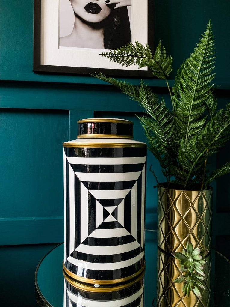 Art Deco Geometric Lidded Jar Vase - Punk & Poodle