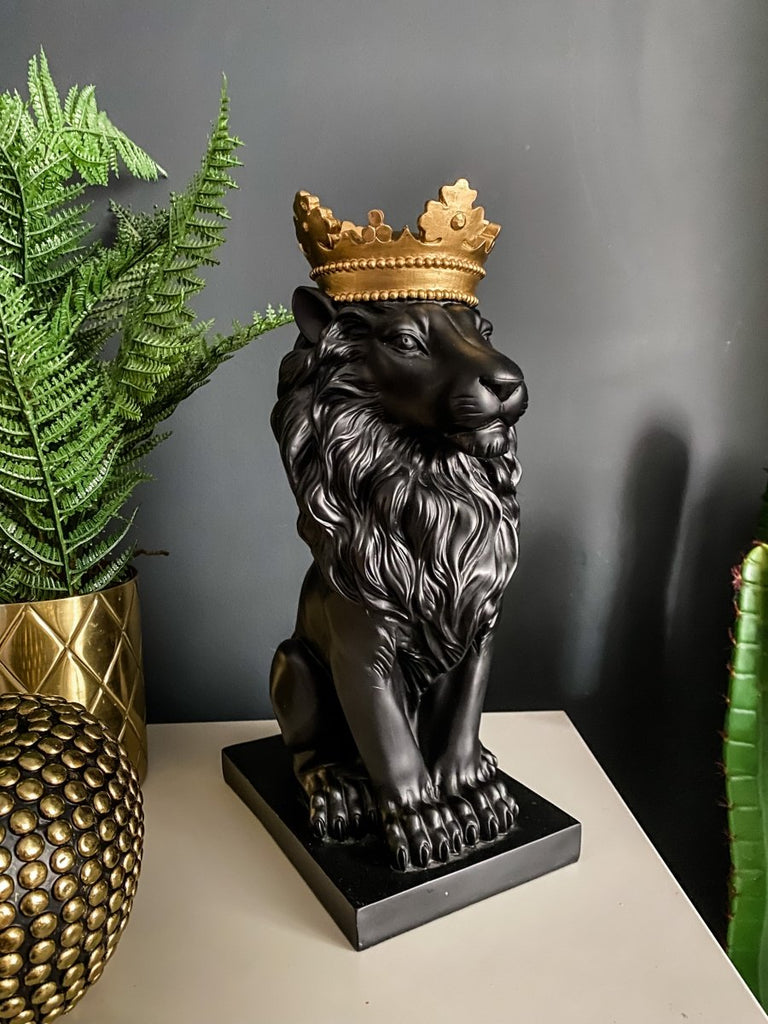 Aslan Lion with Gold Crown Statue - Punk & Poodle
