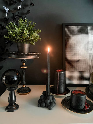 Black & Gold Ornate Mirrored Stand - Punk & Poodle