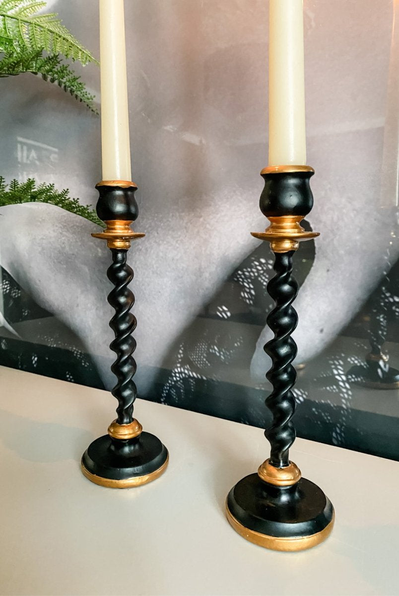 Black & Gold Trim Decorative Candle Holder - Punk & Poodle
