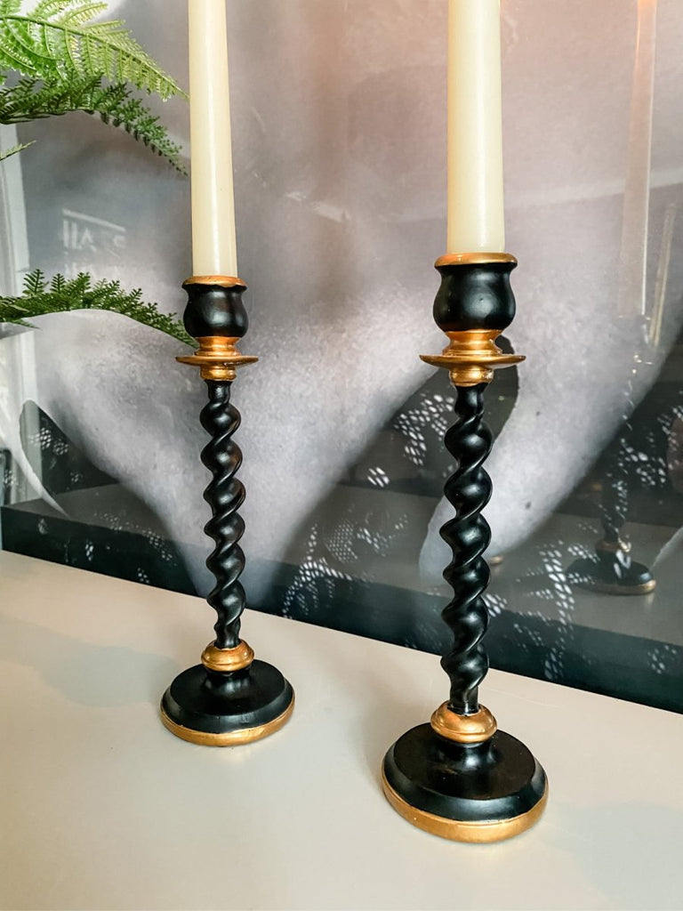 Black & Gold Trim Decorative Candle Holder - Punk & Poodle