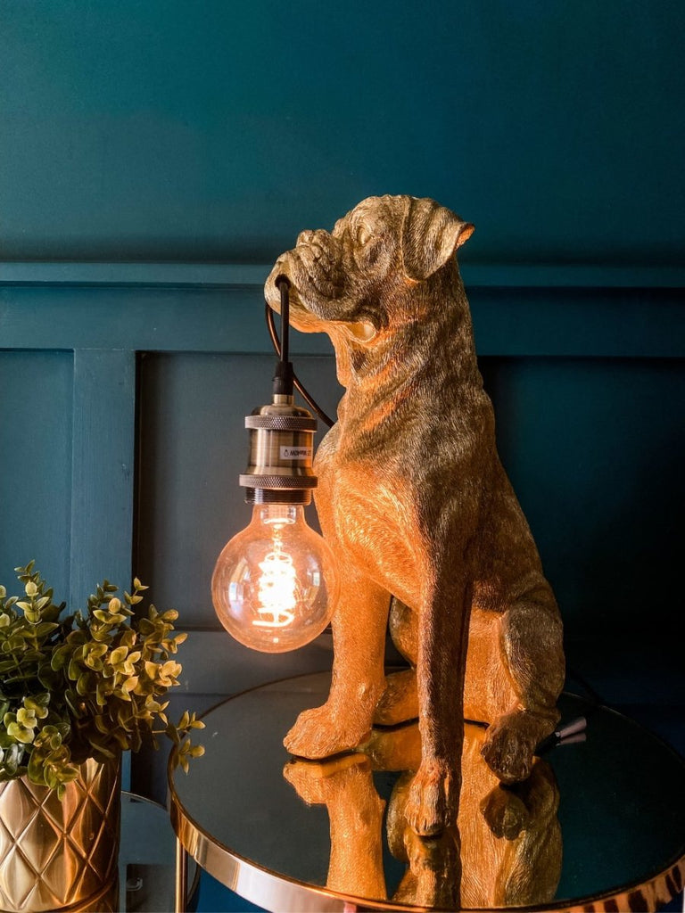 Bruno the Boxer Dog Table Lamp | Antique Gold - Punk & Poodle