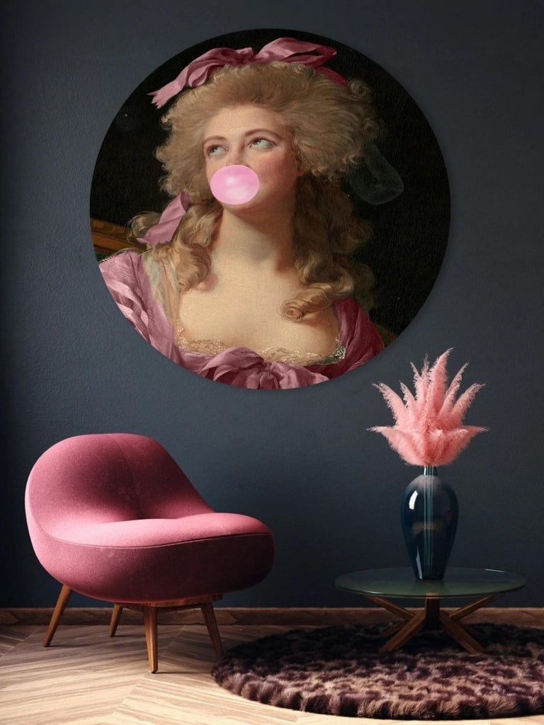 Bubble Gum Madame Mauve | Round Panel Art - Punk & Poodle