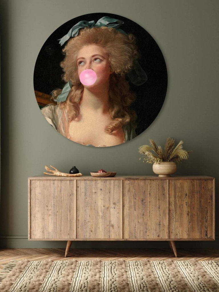 Bubble Gum Madame Maya | Round Panel Art - Punk & Poodle