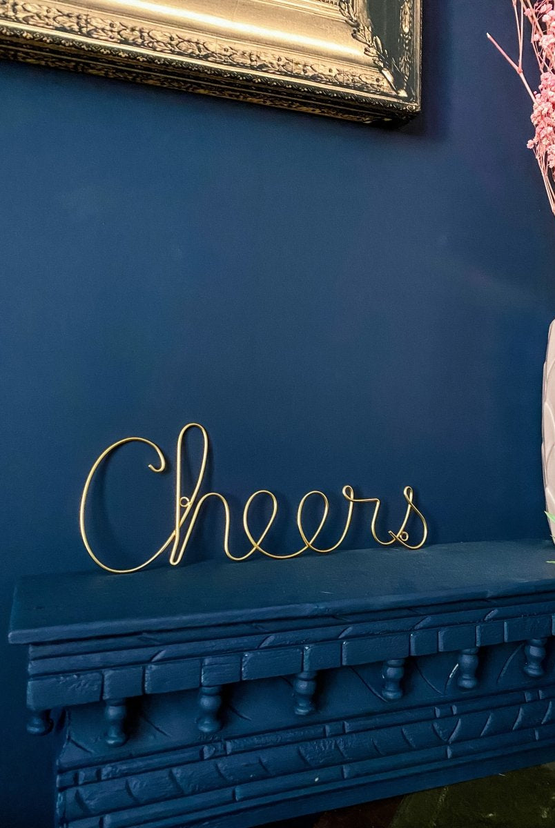 Cheers Gold Wire Word Sign - Punk & Poodle