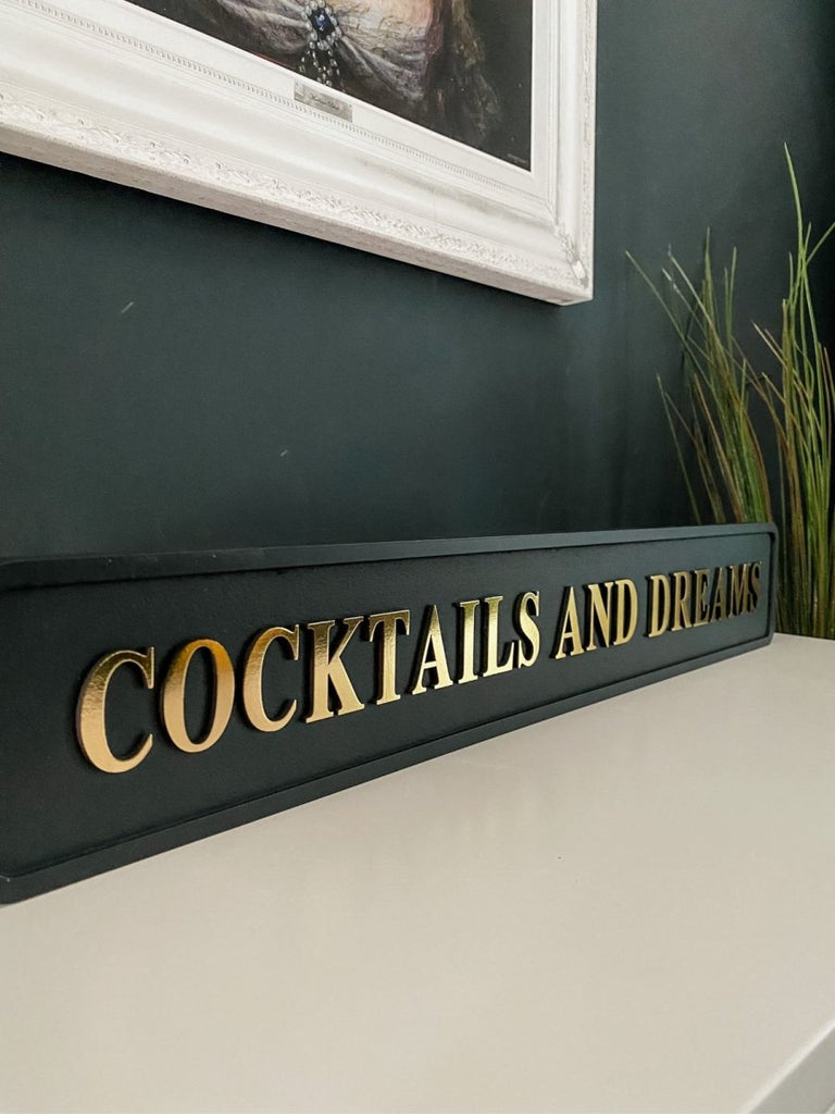 'Cocktails And Dreams' Gold Foil Sign - Punk & Poodle