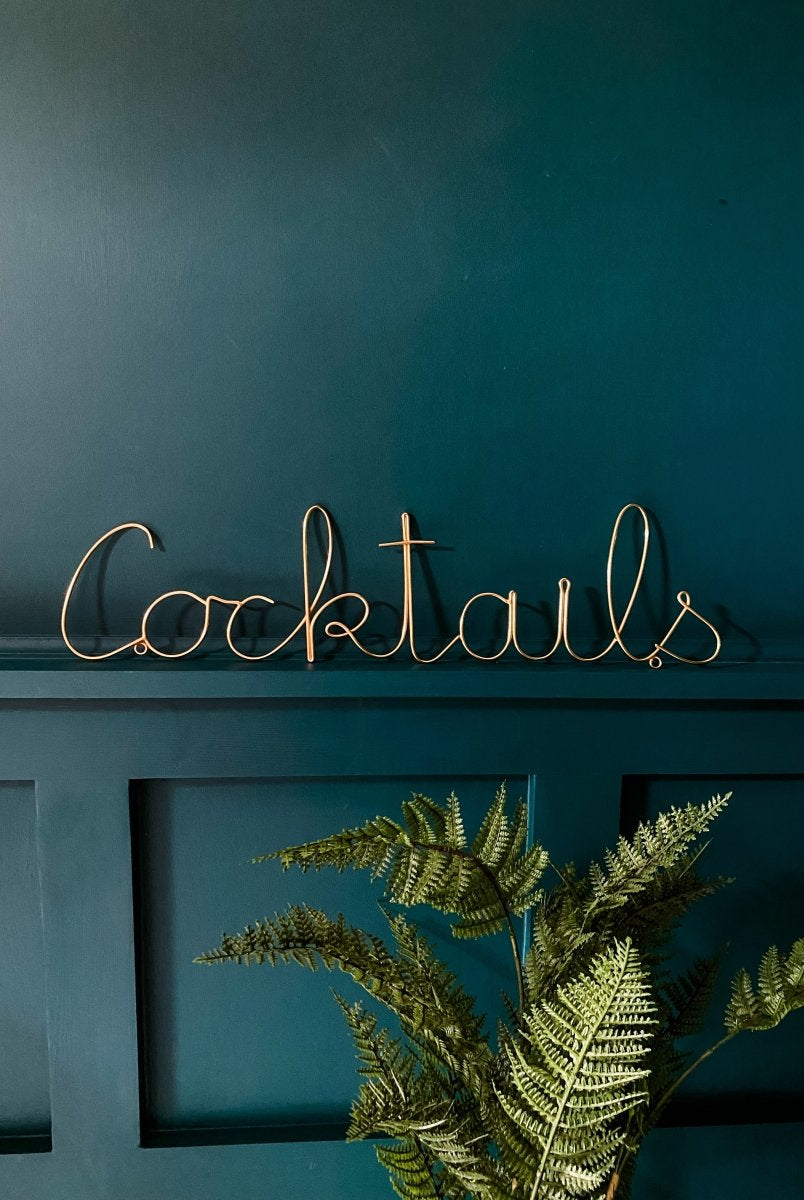 Cocktails Gold Wire Word Sign - Punk & Poodle
