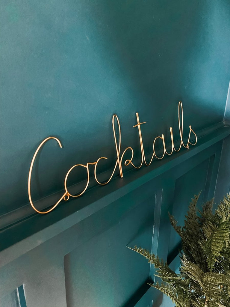 Cocktails Gold Wire Word Sign - Punk & Poodle