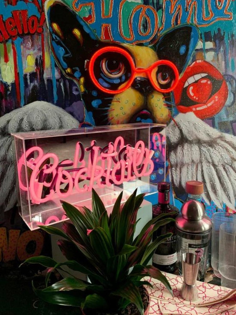 Cocktails Pink Neon Light Box - Punk & Poodle