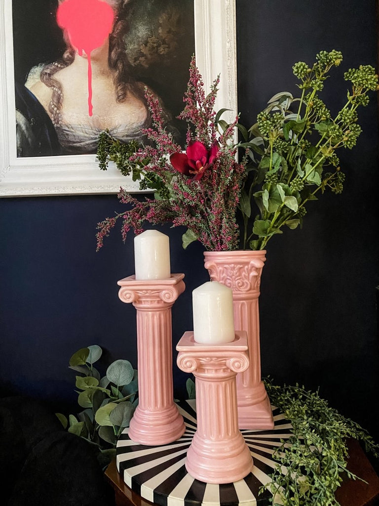 Column Ionic Ceramic Candle Holder | Pink - Punk & Poodle