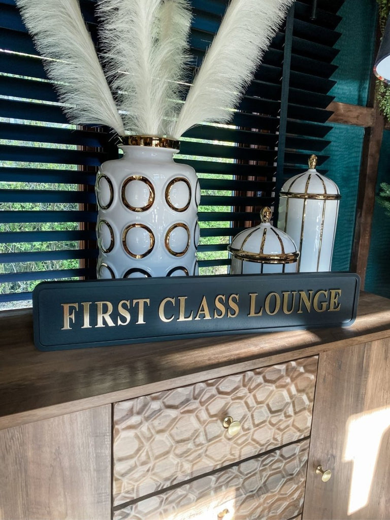 'First Class Lounge' Gold Foil Sign - Punk & Poodle