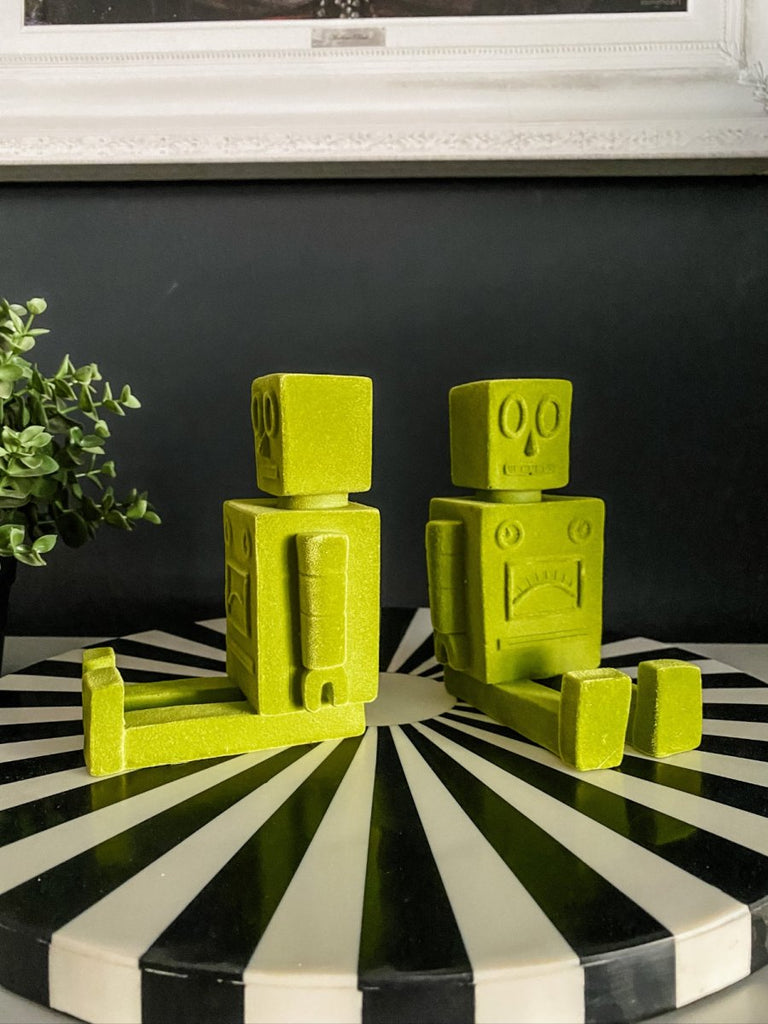 Flock Robot Bookends | Bright Green - Punk & Poodle