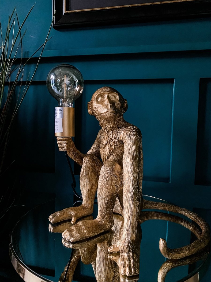 George the Monkey Table Lamp | Gold - Punk & Poodle