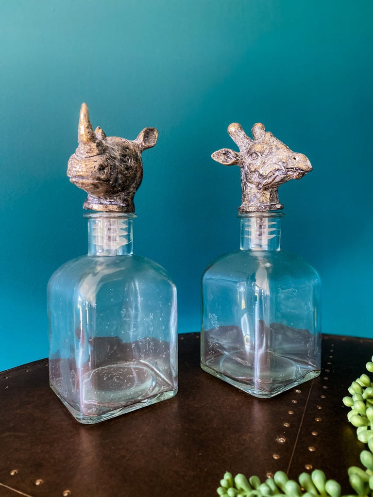 Glass Decanter Bottle with Animal Head Stopper - Punk & Poodle