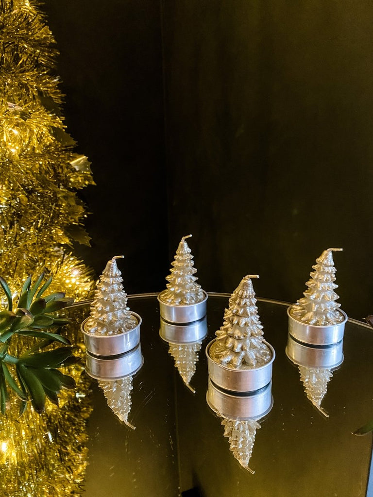 Gold Christmas Tree Tealights | Set of 4 - Punk & Poodle