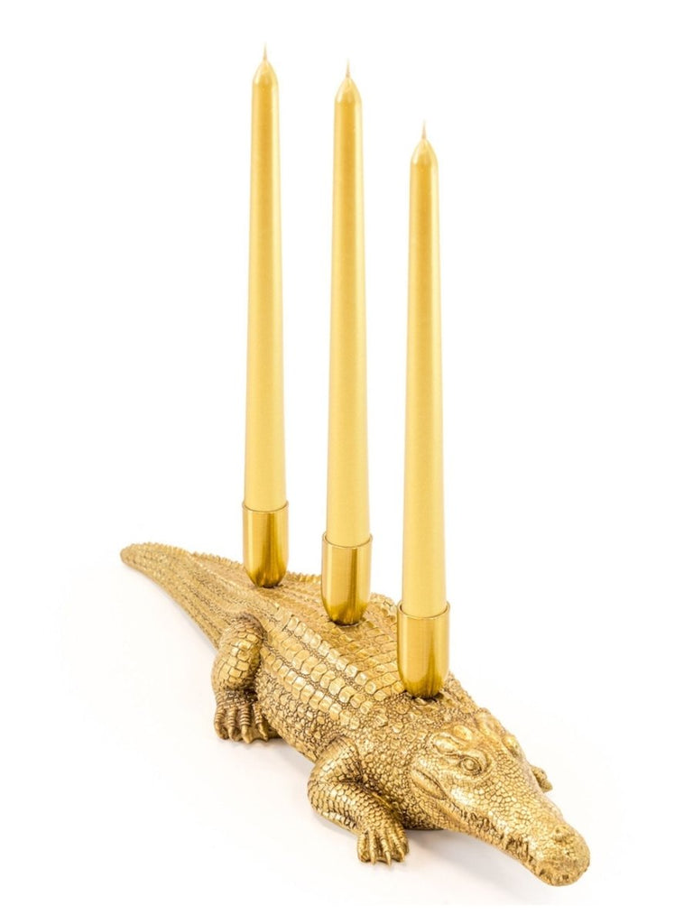 Gold Crocodile Trio Candle Holder Punk & Poodle